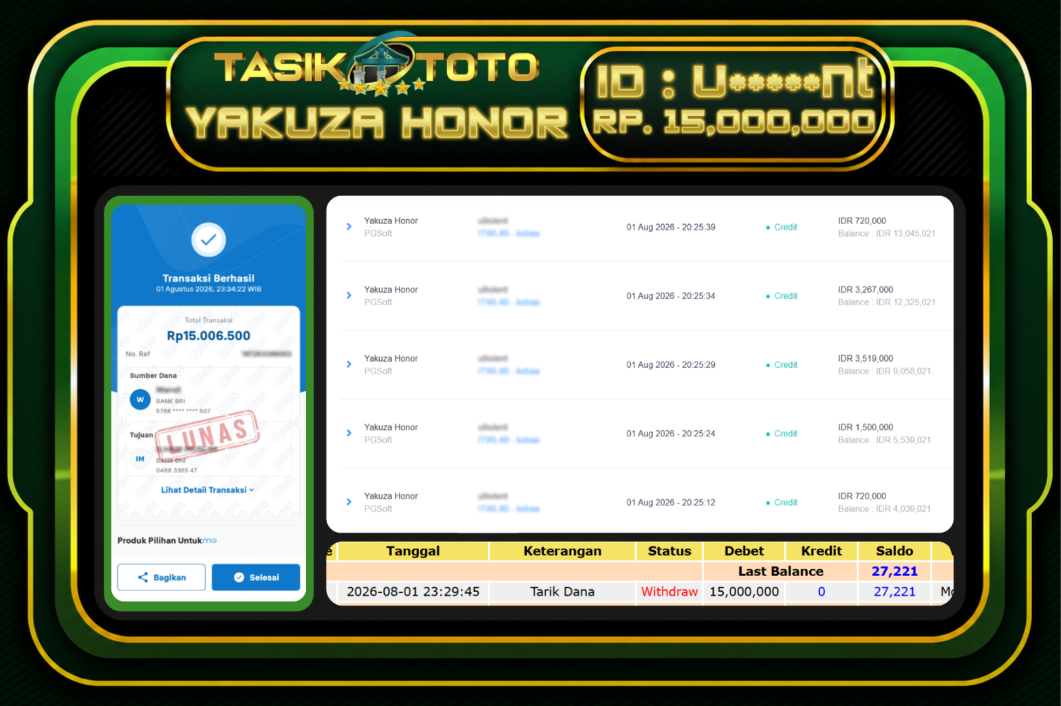 BUKTI JP TASIKTOTO – 1 AGUSTUS 2026